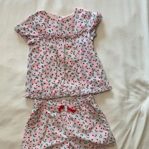 Girls Mini Boden shortsleeve cherries Top & Shorts